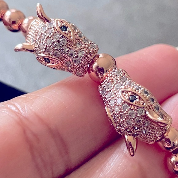NWT Animal Head Rose Gold Beads Bracelet - Picture 2 of 2